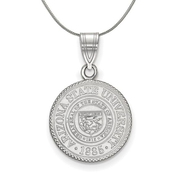Sterling Silver Arizona State Medium Crest Necklace - 20 Inch